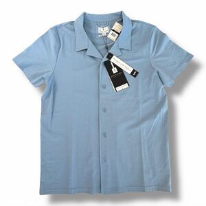 NWT Scott James Blue Short Sleeve Button Up Shirt Cotton Casual Mens Size L